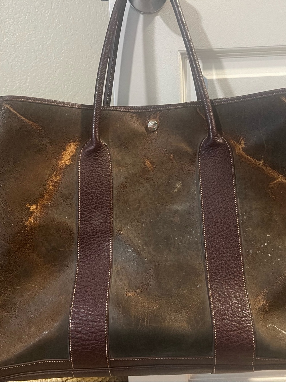 Vintage Hermès Amazonia leather Large Brown garden party Tote Bag - Picture 10 of 14